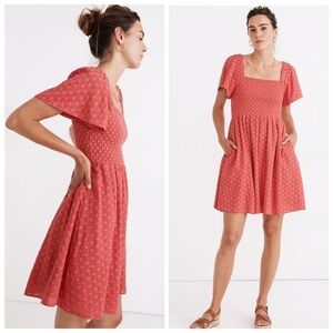 Madewell Eyelet Lucie Smocked Mini Dress